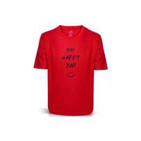 Oh Happy Day Vinyl Printed 100% Cotton Men T-Shirt, Color: Red, image 