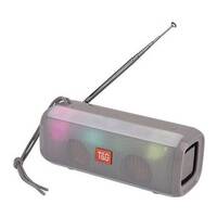 Bluetooth Wireless Portable Speaker and FM Radio with LED Lights TG144, Color: Silver, image 