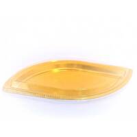 Gold Plastic Plate + Transparent Lid / 12 Pieces, image 