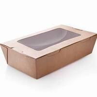 Brown Kraft Paper Boxes 40 Oz + Cover with Window / 200 Pieces, image 