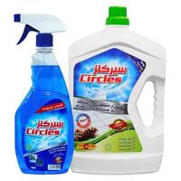 Circles Disinfectant and Cleaner for Floors Pine 3 Liter + Glass Cleaner 700ml / 4 pieces, image 