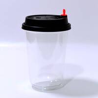 Plastic Cups with Curved Bottom + Black Lid 14 Oz / 1000 Pieces, image 