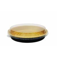 Round black and gold aluminum bowl with transparent lid, size 580 ml / 120 pieces, image 