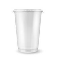 Plastic white juice cup with flat lid 12 Oz / 1000 Pieces, image 