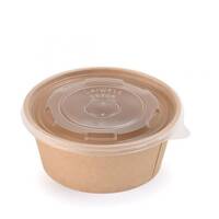 Circle kraft paper bowl 1000ml + lid / 300 Pieces, image 