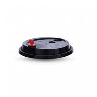 Plastic juice cup black lid with red heart 10 Oz / 1000 Pieces, image 