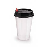 Plastic Cups + Black Lid 400ml / 500 Pieces, image 
