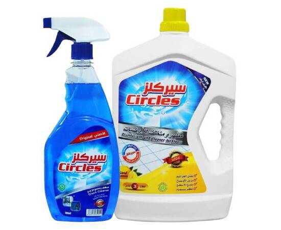 Circles Disinfectant and Cleaner for Floors Lemon 3 Liter + Glass Cleaner 700ml / 4 pieces, image 