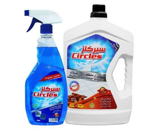 Circles Disinfectant and Cleaner for Floors Oud 3 Liter + Glass Cleaner 700ml / 4 pieces, image 