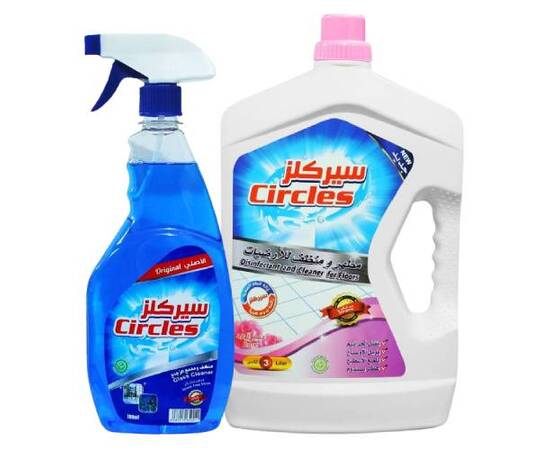 Circles Disinfectant and Cleaner for Floors Rose 3 Liter Glass Cleaner 700ml / 4 pieces, image 
