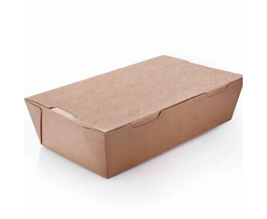 Brown Kraft Paper Boxes 40 Oz + Cover without Window / 200 Pieces, image 