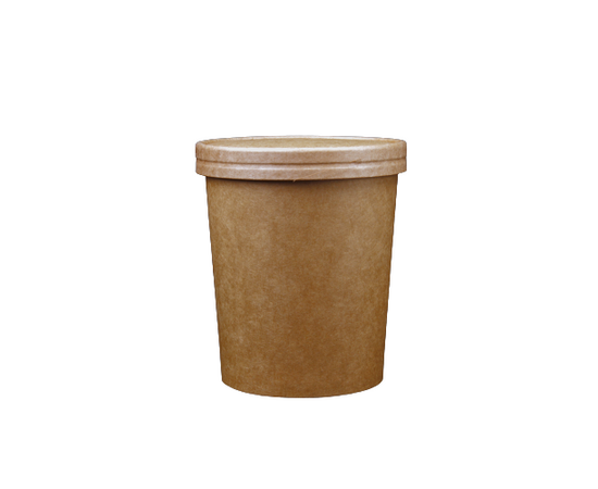Hotpack Brown paper kraft bowl with lid 32 oz / 250 Pieces, image 