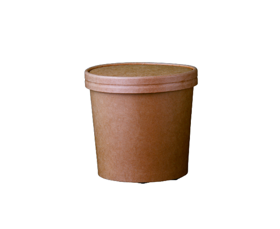 Hotpack Brown paper bowl with lid 26 oz / 250 Pieces, image 