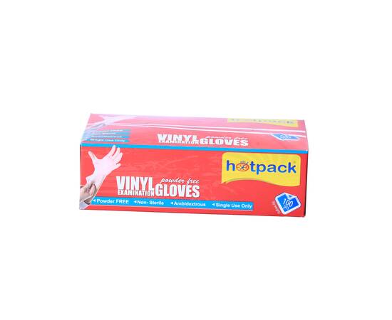 Hotpack vinyl powder free gloves medium / 10 Packs, image 
