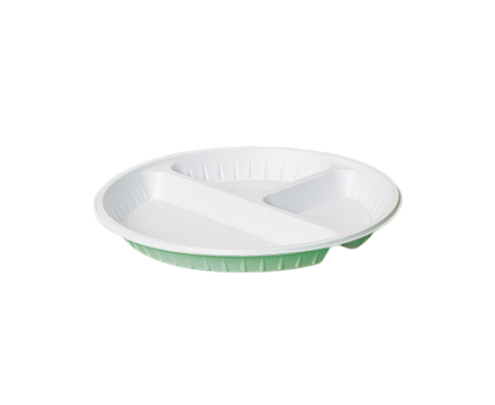 Round plastic plates 3 sections size 22 / 500 Pieces, image 