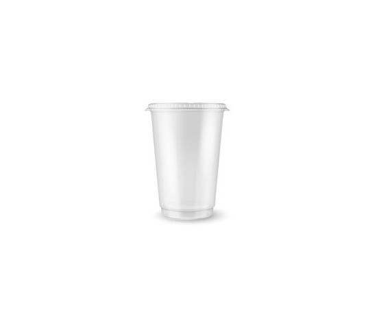Plastic white juice cup with flat lid 10 Oz / 1000 Pieces, image 