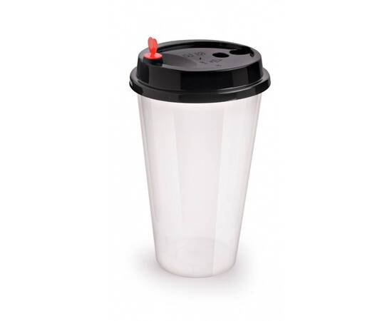 Plastic Cups + Black Lid 12 Oz / 1000 Pieces, image 
