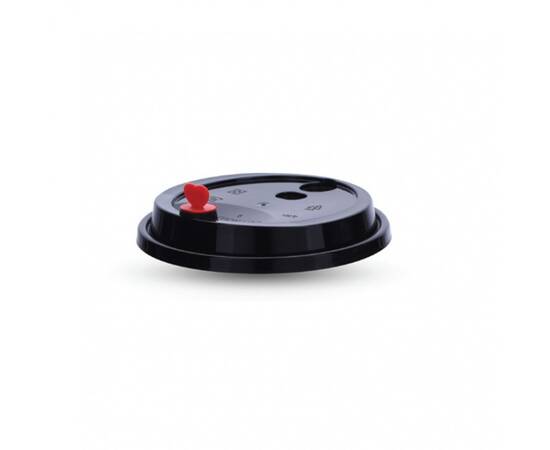 Plastic juice cup black lid with red heart 8 Oz / 1000 Pieces, image 