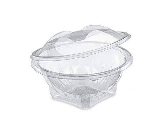 Round plastic clear bowl with attached lid size 16 / 300 pieces, image 