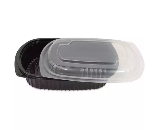 Black plastic bowl Size 16 with flat lid / 300 pieces, image 