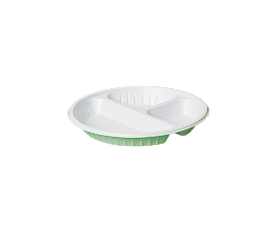 Round plastic plates 3 sections size 18 / 500 Pieces, image 