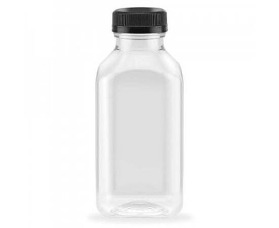 Plastic juice bottle with black lid 300ml / 144 Pieces, image 