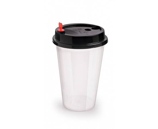 Plastic Cups + Black Lid 14 Oz / 500 Pieces, image 